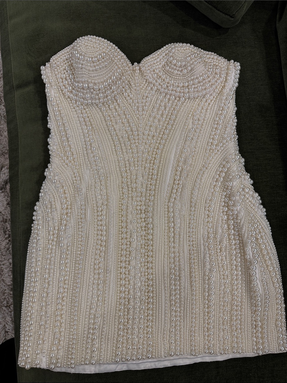 Retrofete Strapless Beaded Pearl Mini Dress *Like New, Worn Once* - Picture 3 of 5